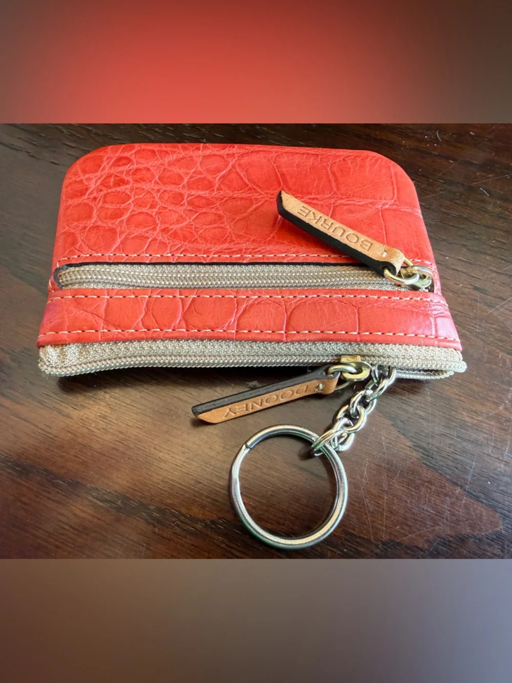 Dooney & Bourke Red Croc-Embossed Leather Key & Card Holder